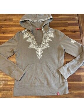 EDC Hooded Sweatshirt Boho Embroidery Women’s Med